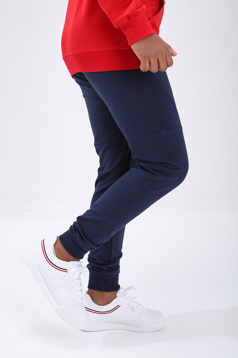 Kids Slim Fit Cuffed Jogger Indigo Tracksuit Bottom - 10712