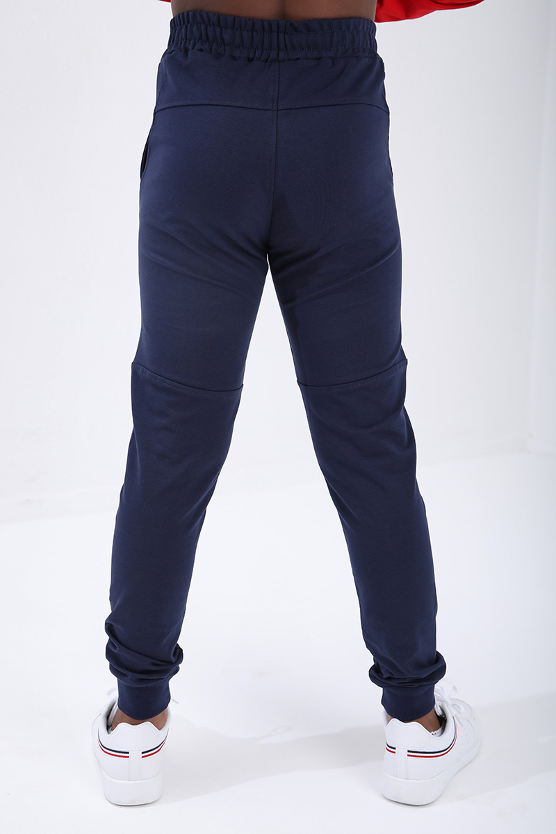 Kids Slim Fit Cuffed Jogger Indigo Tracksuit Bottom - 10712
