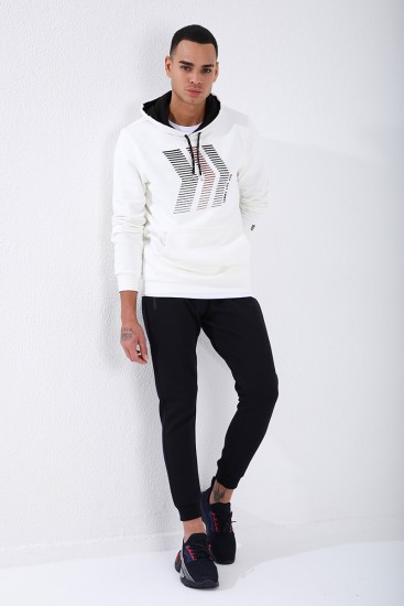 Men's Reverse Zipper Standard Fit Cuffed Navy Blue Tracksuit Bottom - 84702 - Thumbnail