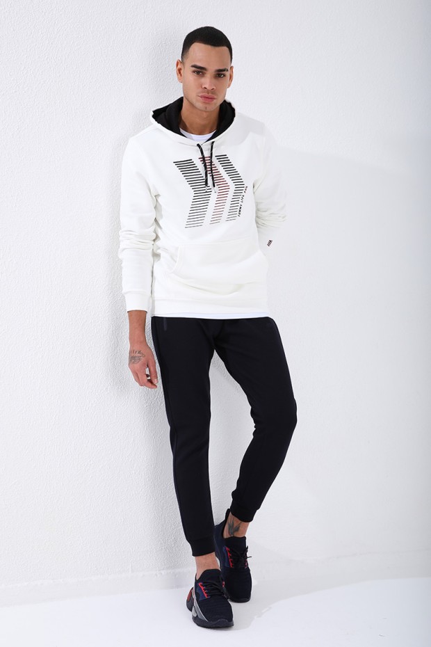 Men's Reverse Zipper Standard Fit Cuffed Navy Blue Tracksuit Bottom - 84702