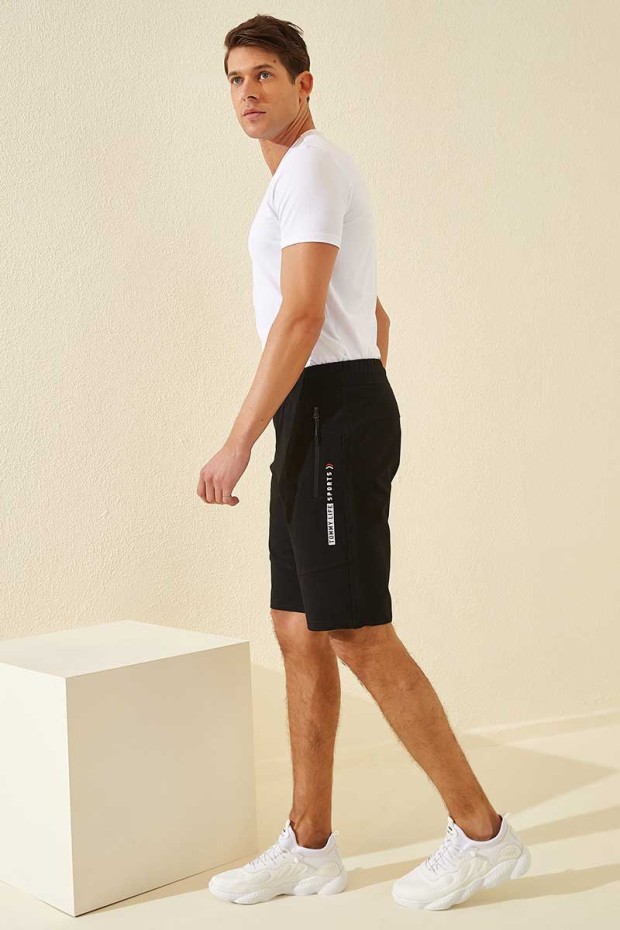 Tommy Life Sports Printed Black Men's Shorts