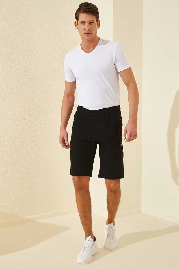 Tommy Life Sports Printed Black Men's Shorts