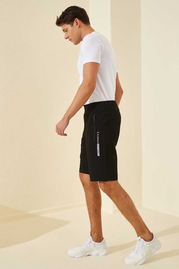 Tommy Life Sports Printed Black Men's Shorts