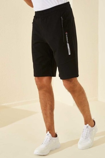 Tommy Life Sports Printed Black Men's Shorts - Thumbnail