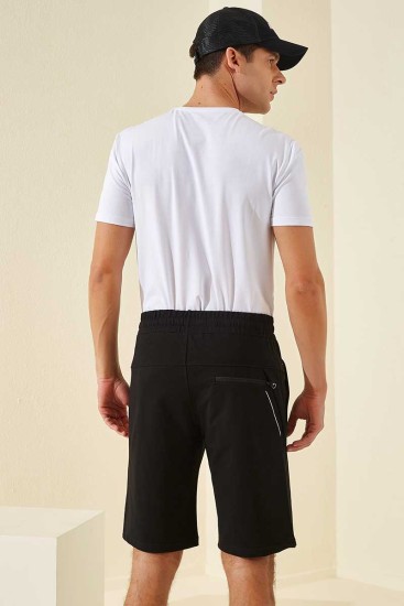 Tommy Life Zipper Black Men's Shorts - Thumbnail