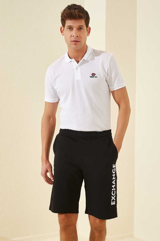 Tommy Life Exchange Printed Black-White Men's Shorts
