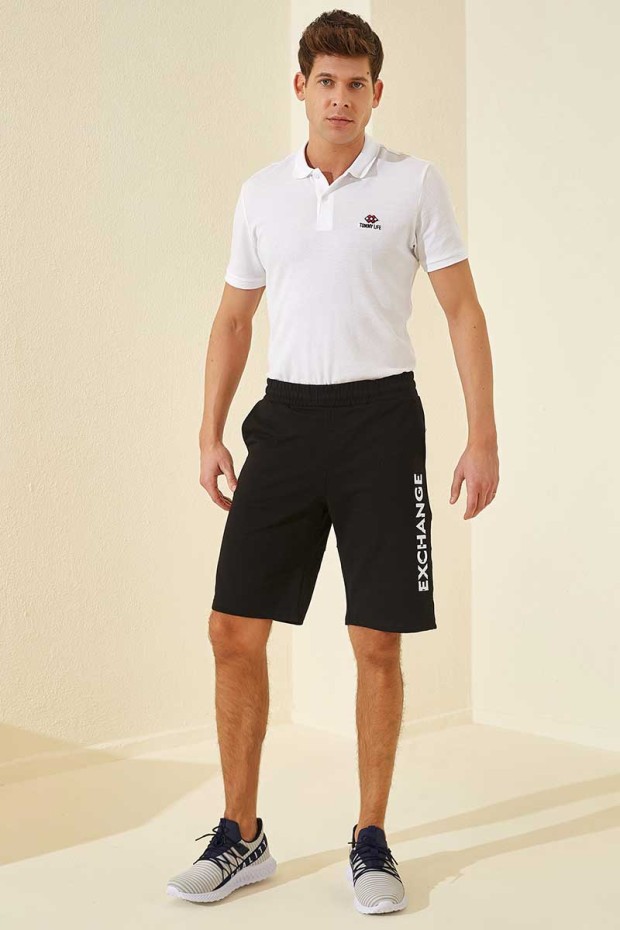 Tommy Life Exchange Printed Black-White Men's Shorts