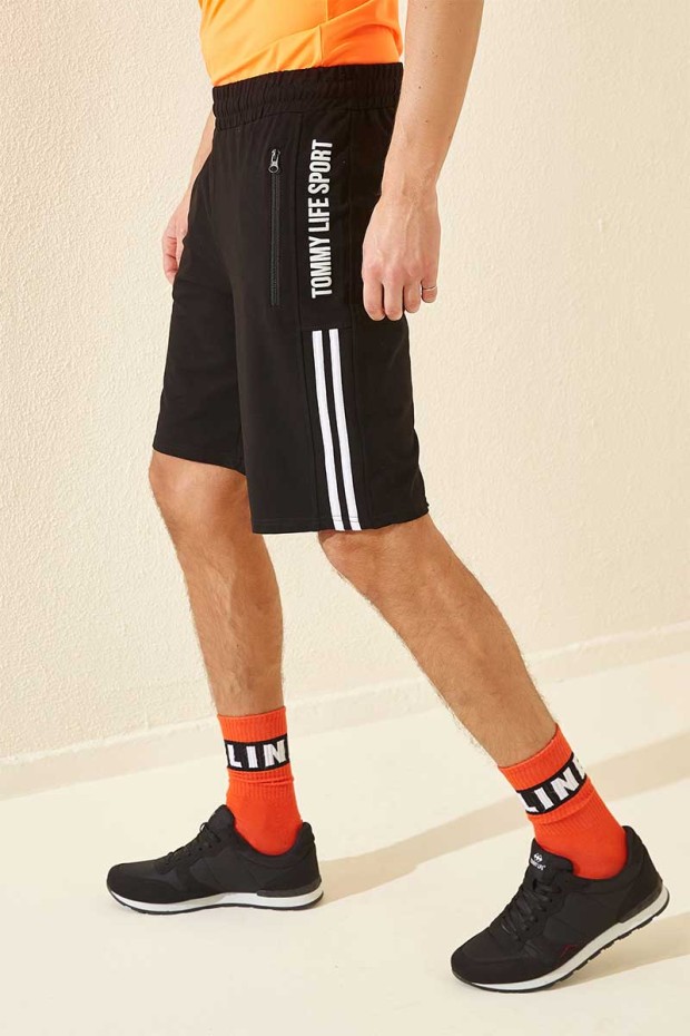 Tommy Life Black-White Men's Shorts