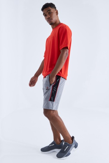 Tommy Life Side Stripe Grey-Melange Men's Shorts - TOMMYLIFE (1)