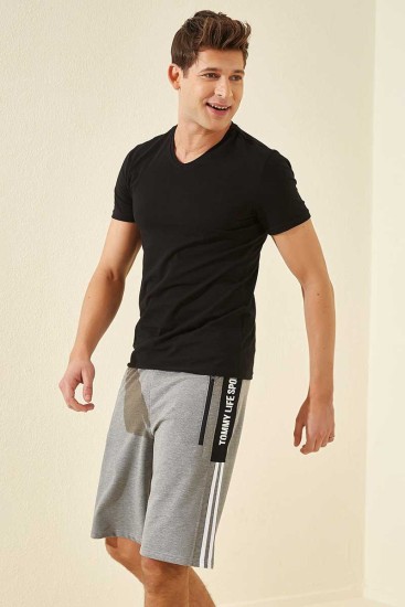 Tommy Life Grey-Melange Men's Shorts - Thumbnail