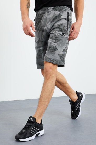 Tommy Life Camouflage Pattern Grey-Melange Men's Shorts - TOMMYLIFE (1)