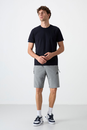 Tommy Life Embroidered Grey-Melange Men's Shorts - TOMMYLIFE (1)