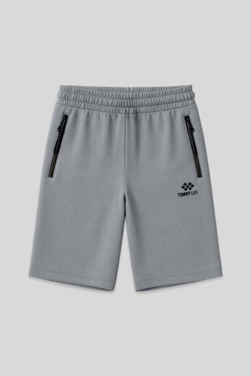 Tommy Life Embroidered Grey-Melange Men's Shorts 