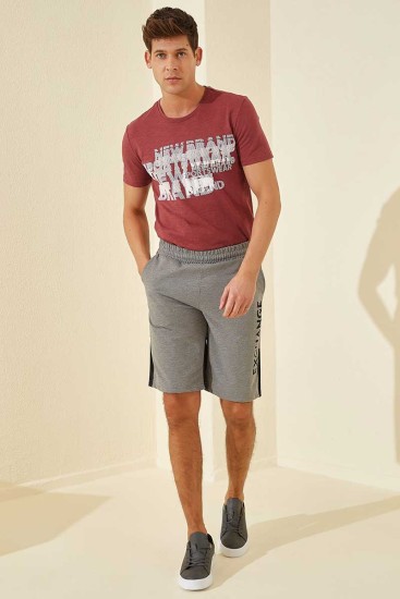 Tommy Life Exchange Printed Grey-Melange Men's Shorts - Thumbnail