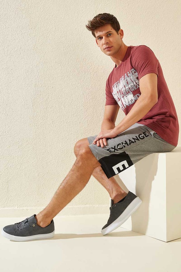 Tommy Life Exchange Printed Grey-Melange Men's Shorts