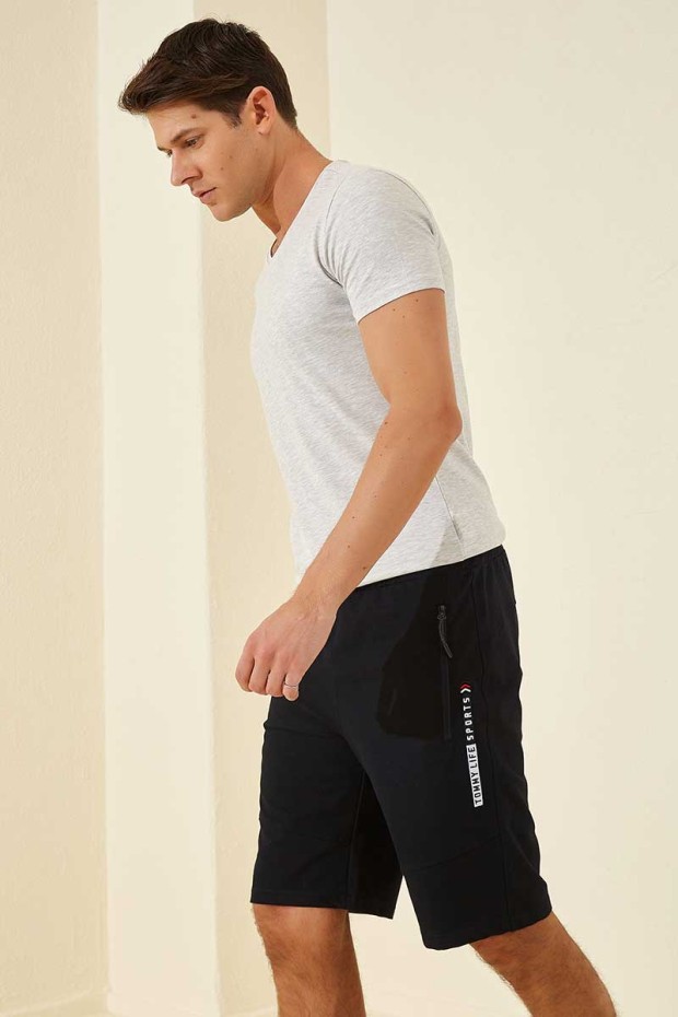 Tommy Life Sports Printed Navy Blue Men's Shorts