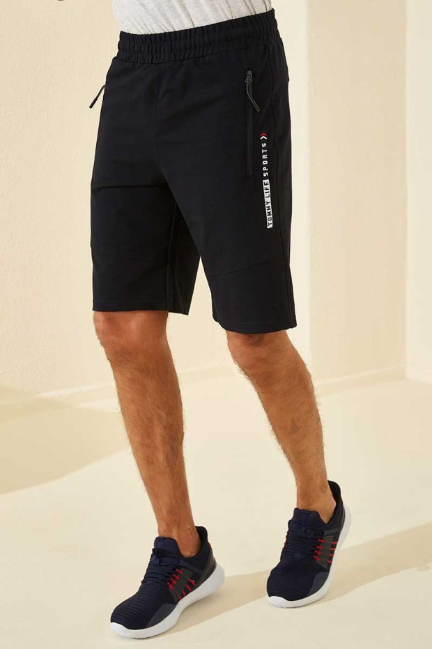Tommy Life Sports Printed Navy Blue Men's Shorts
