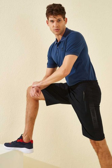 Tommy Life Printed Navy Blue Men's Shorts - Thumbnail