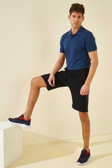 Tommy Life Printed Navy Blue Men's Shorts - Thumbnail