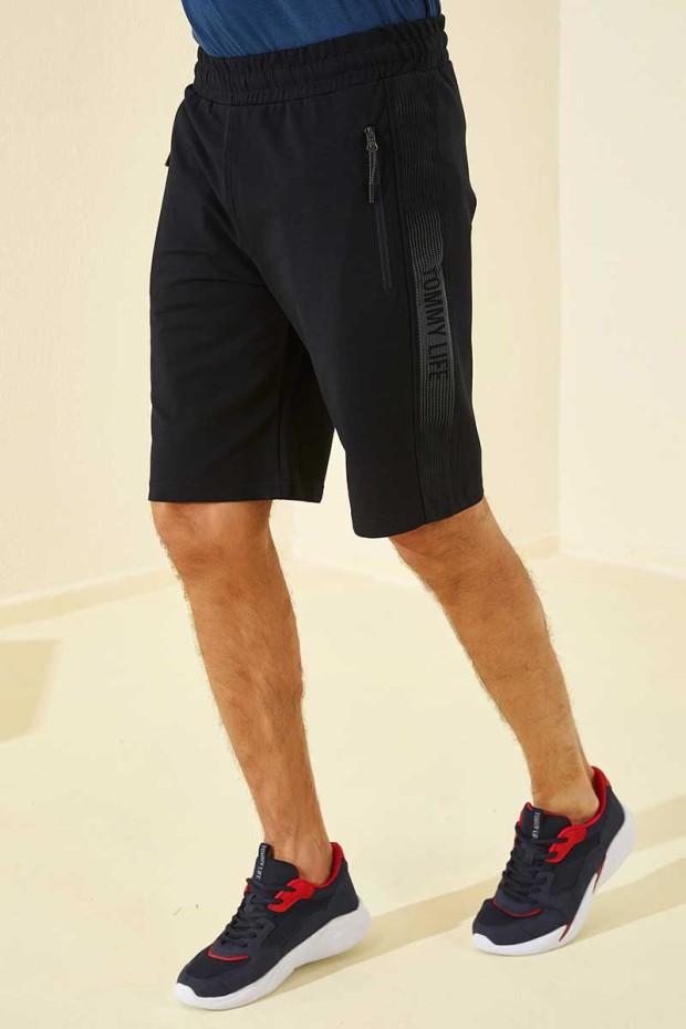 Tommy Life Printed Navy Blue Men's Shorts