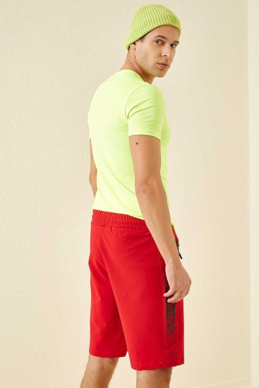 Tommy Life Printed Red Men's Shorts - Thumbnail