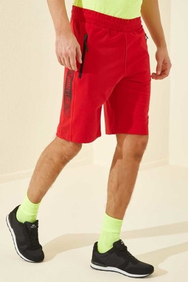 Tommy Life Printed Red Men's Shorts - Thumbnail