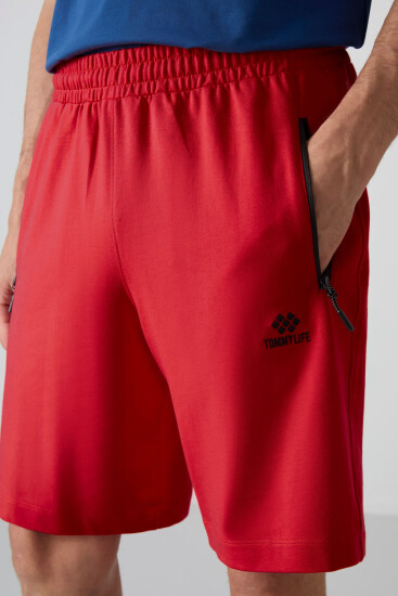 Tommy Life Embroidered Red Men's Shorts - TOMMYLIFE (1)