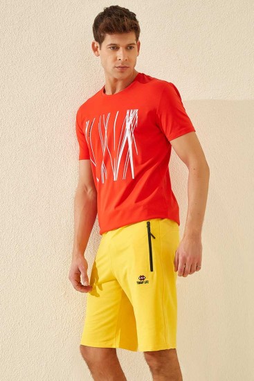 Tommy Life Embroidered Yellow Men's Shorts - TOMMYLIFE (1)