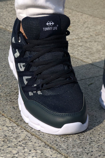 Tommy Life Style Printed Navy Blue Men's Sports Shoes - Thumbnail