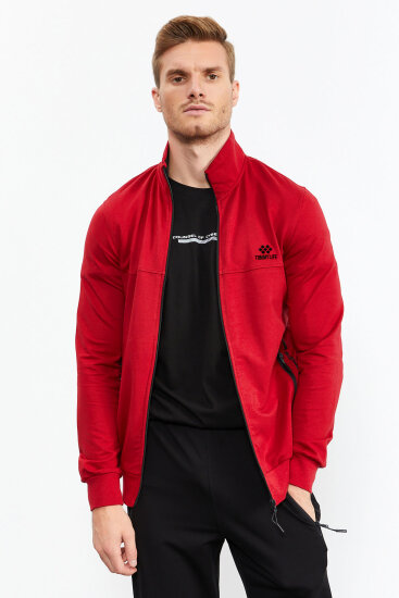 Men's Stand Collar Standard Fit Red-Black Tracksuit - 85152 - TOMMYLIFE (1)
