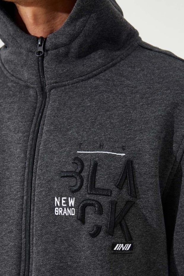 Zipper With Pocket Anthracite Melange Men's Sweatshirt