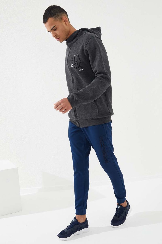 Zipper With Pocket Anthracite Melange Men's Sweatshirt