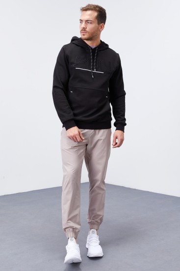 Hooded Black Men's Sweatshirt - TOMMYLIFE (1)