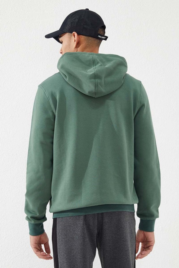Zipper With Pocket Green Men's Sweatshirt