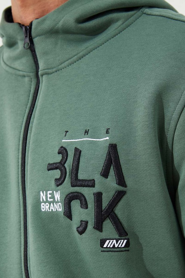 Zipper With Pocket Green Men's Sweatshirt