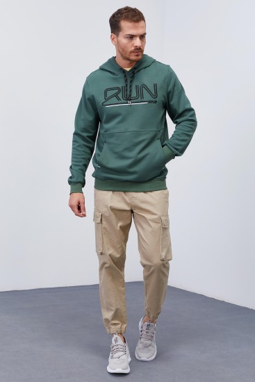 Hooded Green Men's Sweatshirt - TOMMYLIFE (1)