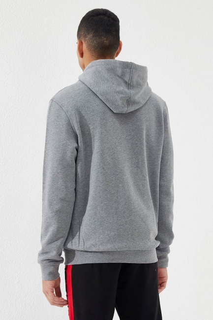Zipper With Pocket Grey Melange Men's Sweatshirt - Thumbnail