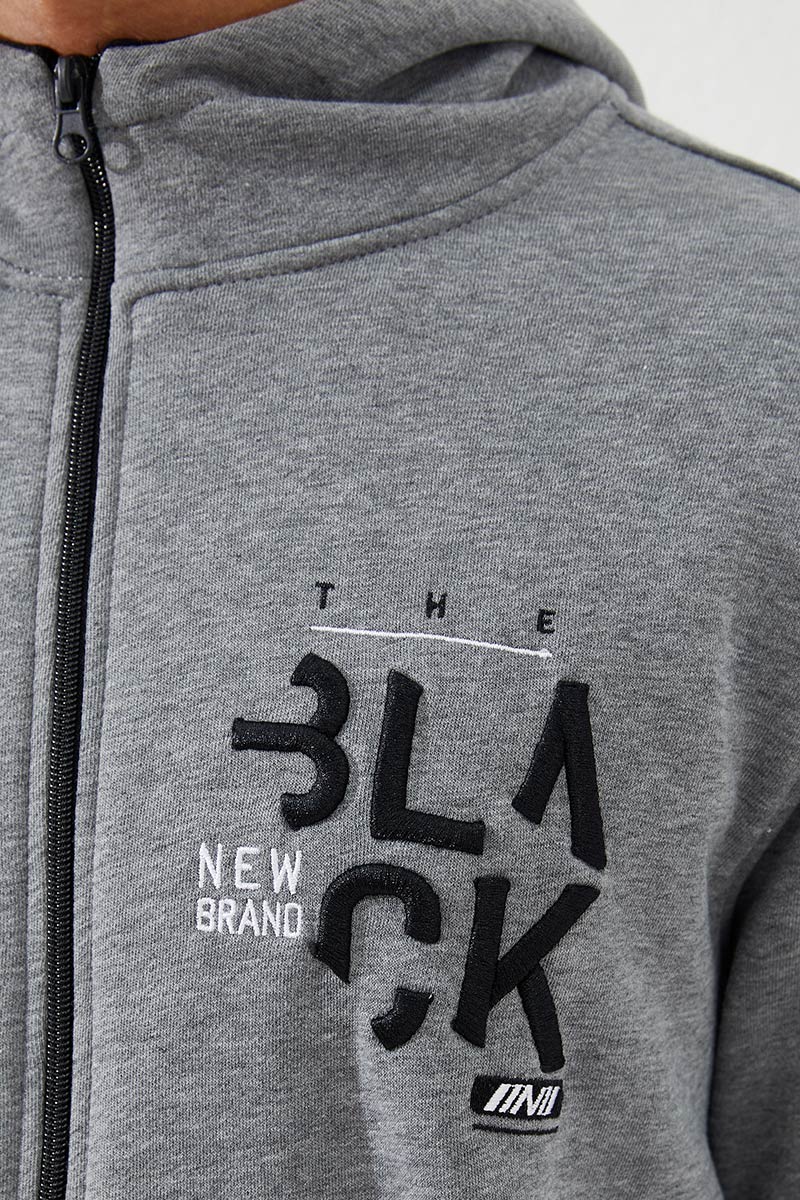 Zipper With Pocket Grey Melange Men's Sweatshirt