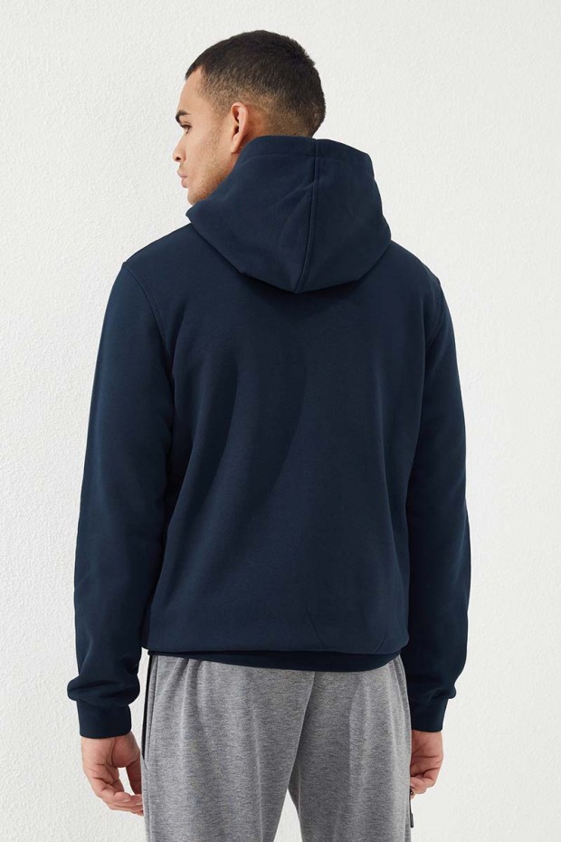 Zipper With Pocket Navy Blue Men's Sweatshirt