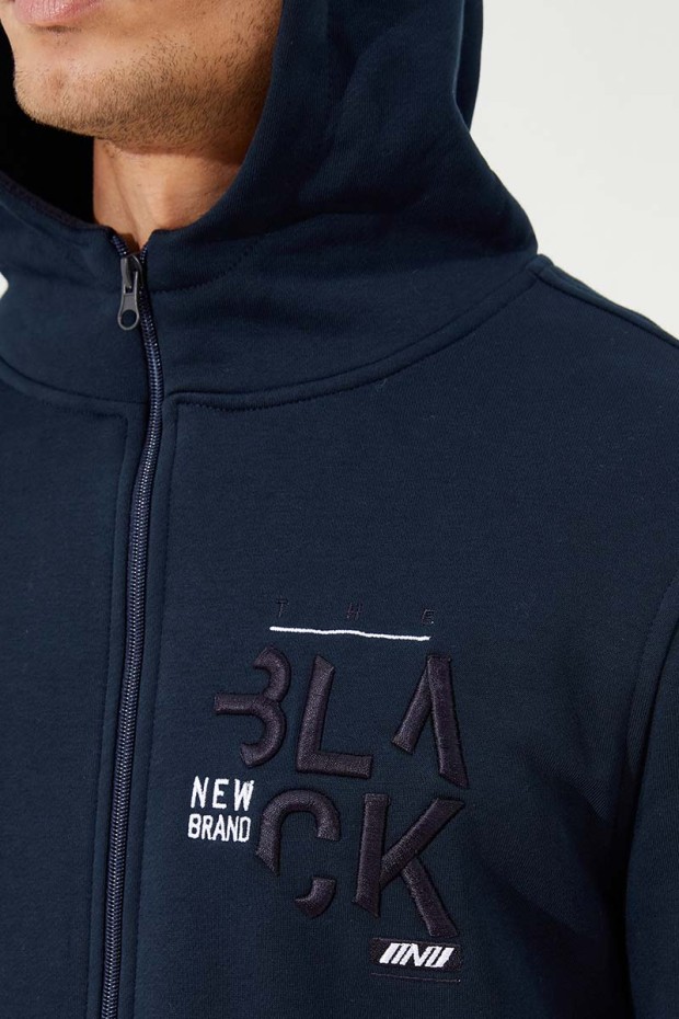 Zipper With Pocket Navy Blue Men's Sweatshirt