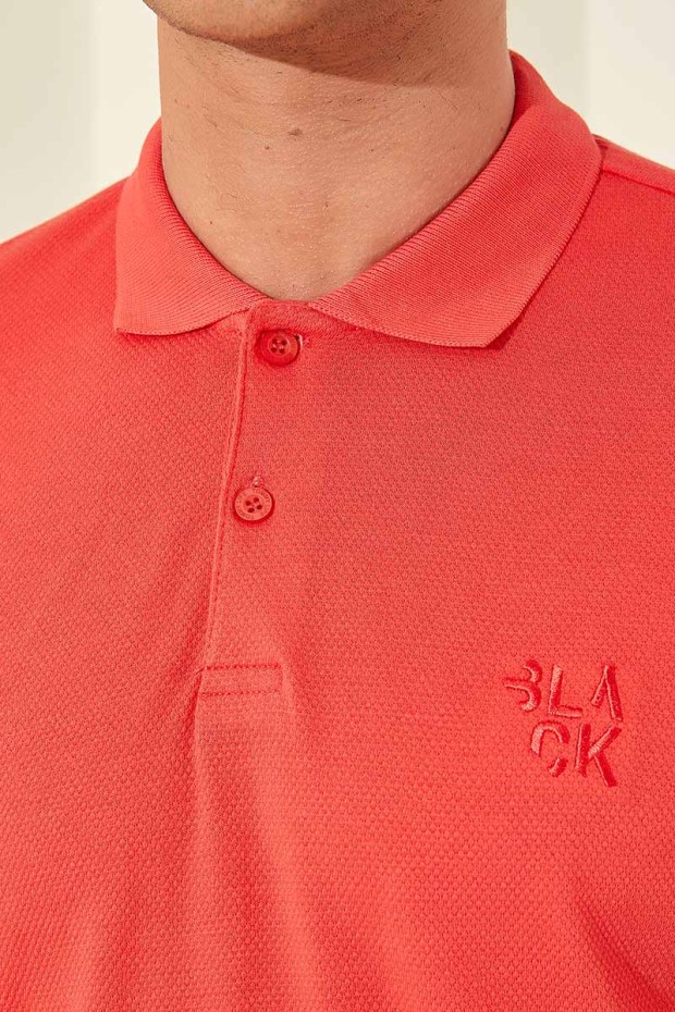 Tommy Life Classic Embroidered Polo Coral Men's T-Shirt