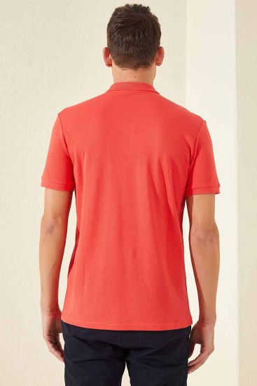 Tommy Life Classic Embroidered Polo Coral Men's T-Shirt - Thumbnail