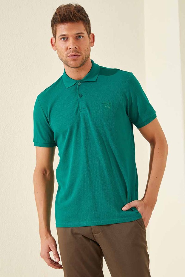 Tommy Life Classic Embroidered Polo Dark Green Men's T-Shirt