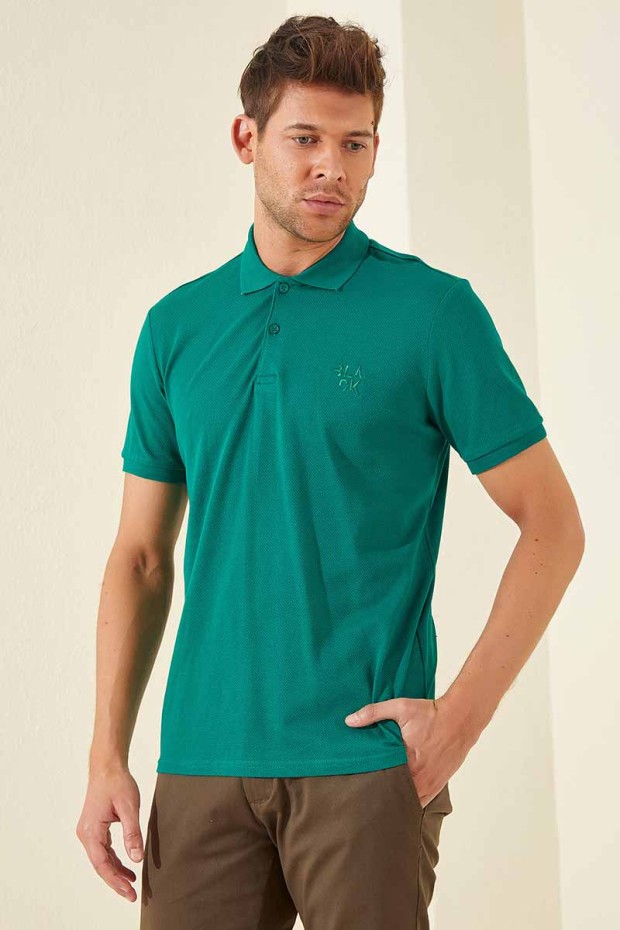 Tommy Life Classic Embroidered Polo Dark Green Men's T-Shirt