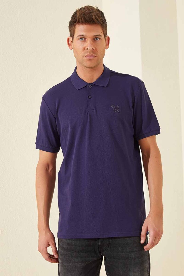 Tommy Life Classic Embroidered Polo Purple Men's T-Shirt