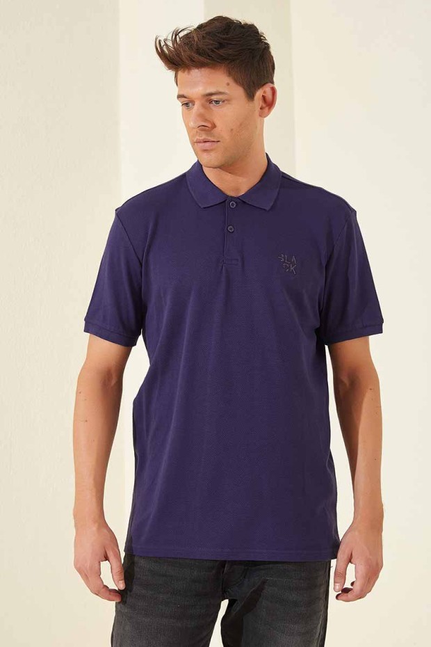 Tommy Life Classic Embroidered Polo Purple Men's T-Shirt