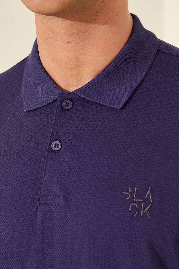 Tommy Life Classic Embroidered Polo Purple Men's T-Shirt