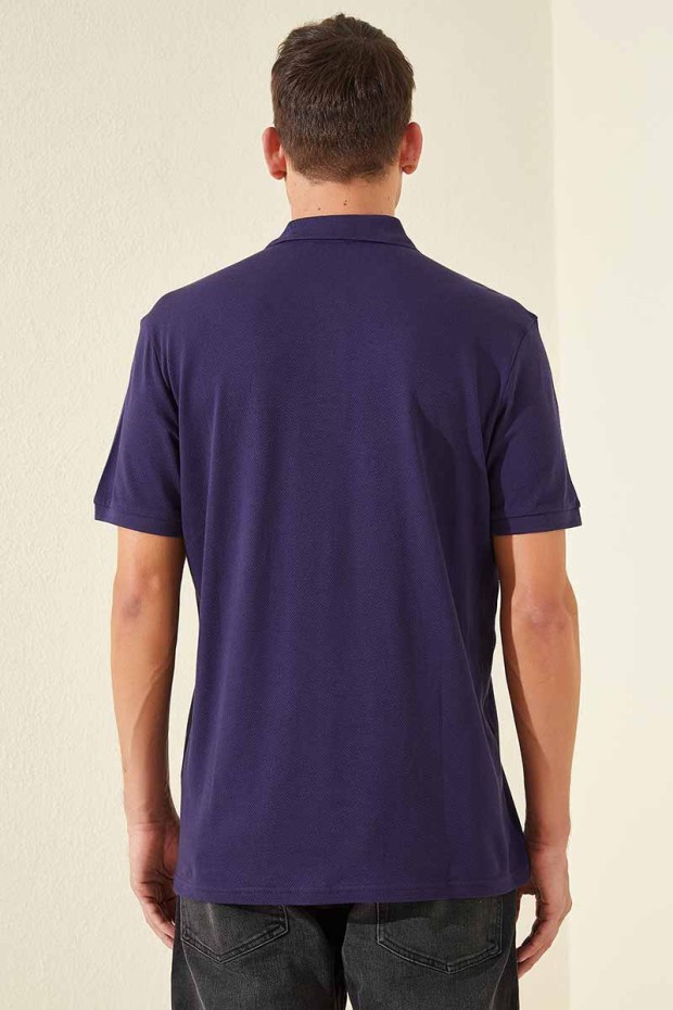 Tommy Life Classic Embroidered Polo Purple Men's T-Shirt