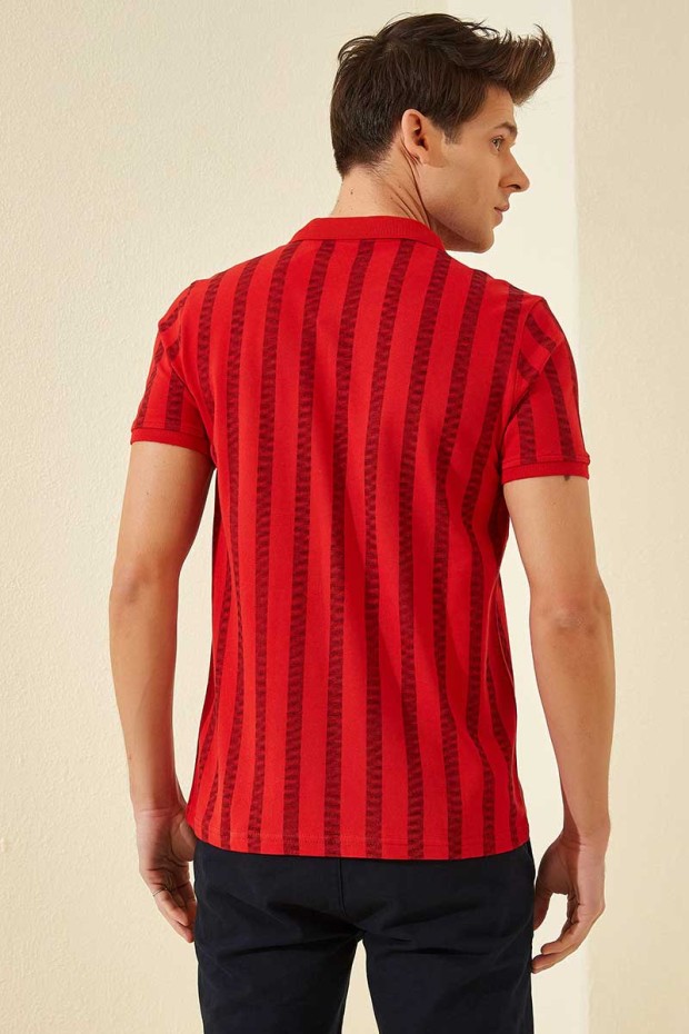 Tommy Life Patterned Polo Red Men's T-Shirt