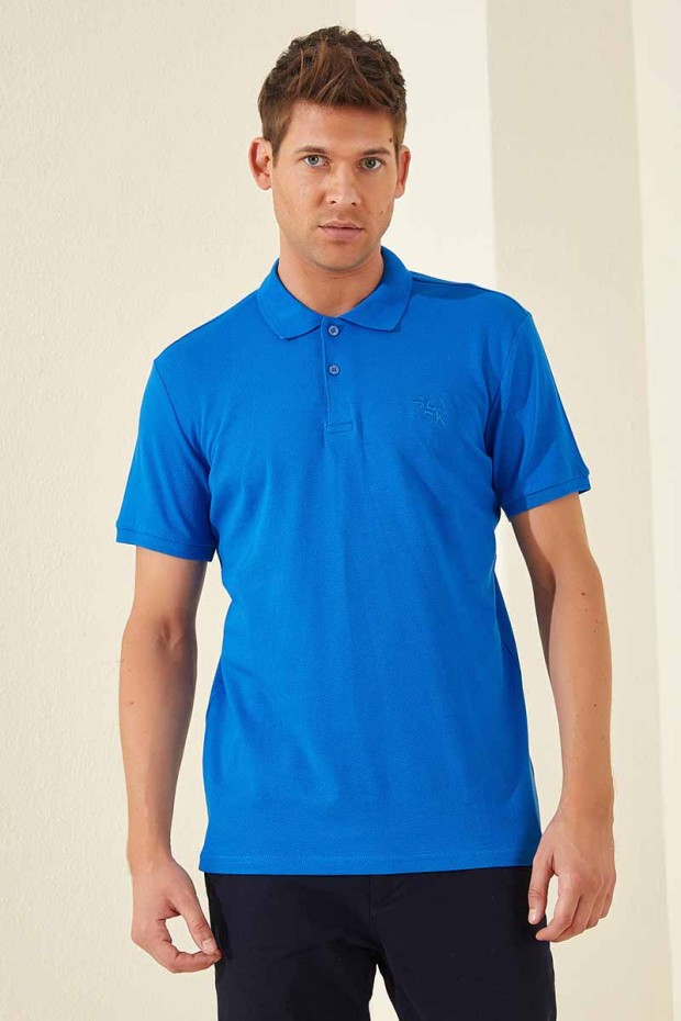 Tommy Life Classic Embroidered Polo Saxe Men's T-Shirt